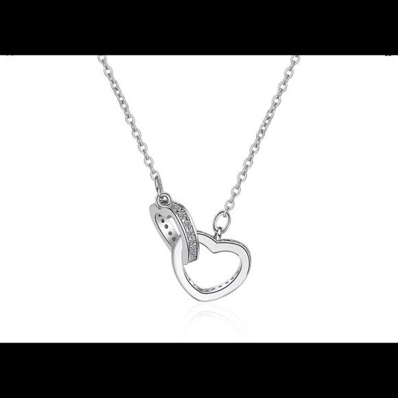 925 Sterling Silver Double Love Heart Necklace